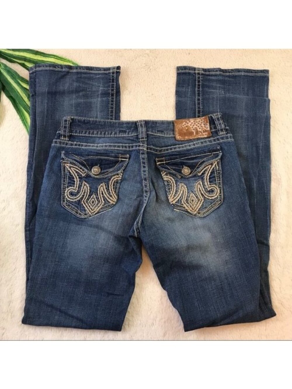 MEK DNM Distressed Easy Boot Dark Blue Jeans Sz 27 X 34